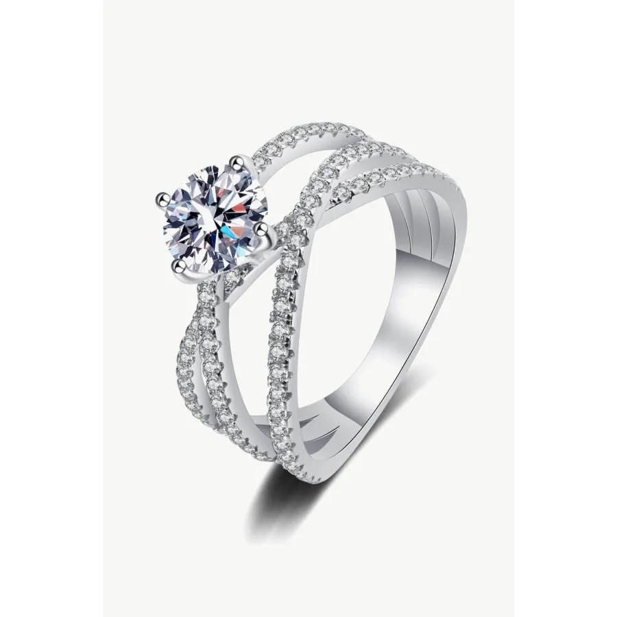 1 Carat Moissanite Crisscross Ring