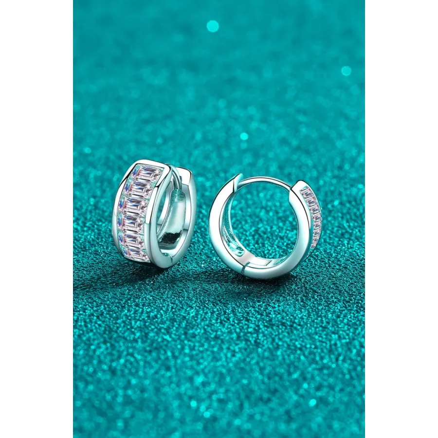 1.8 Carat Moissanite 925 Sterling Silver Huggie Earrings