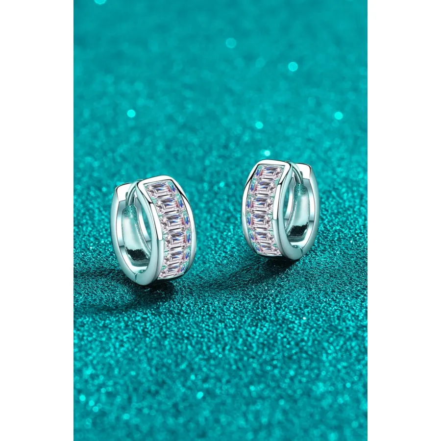 1.8 Carat Moissanite 925 Sterling Silver Huggie Earrings