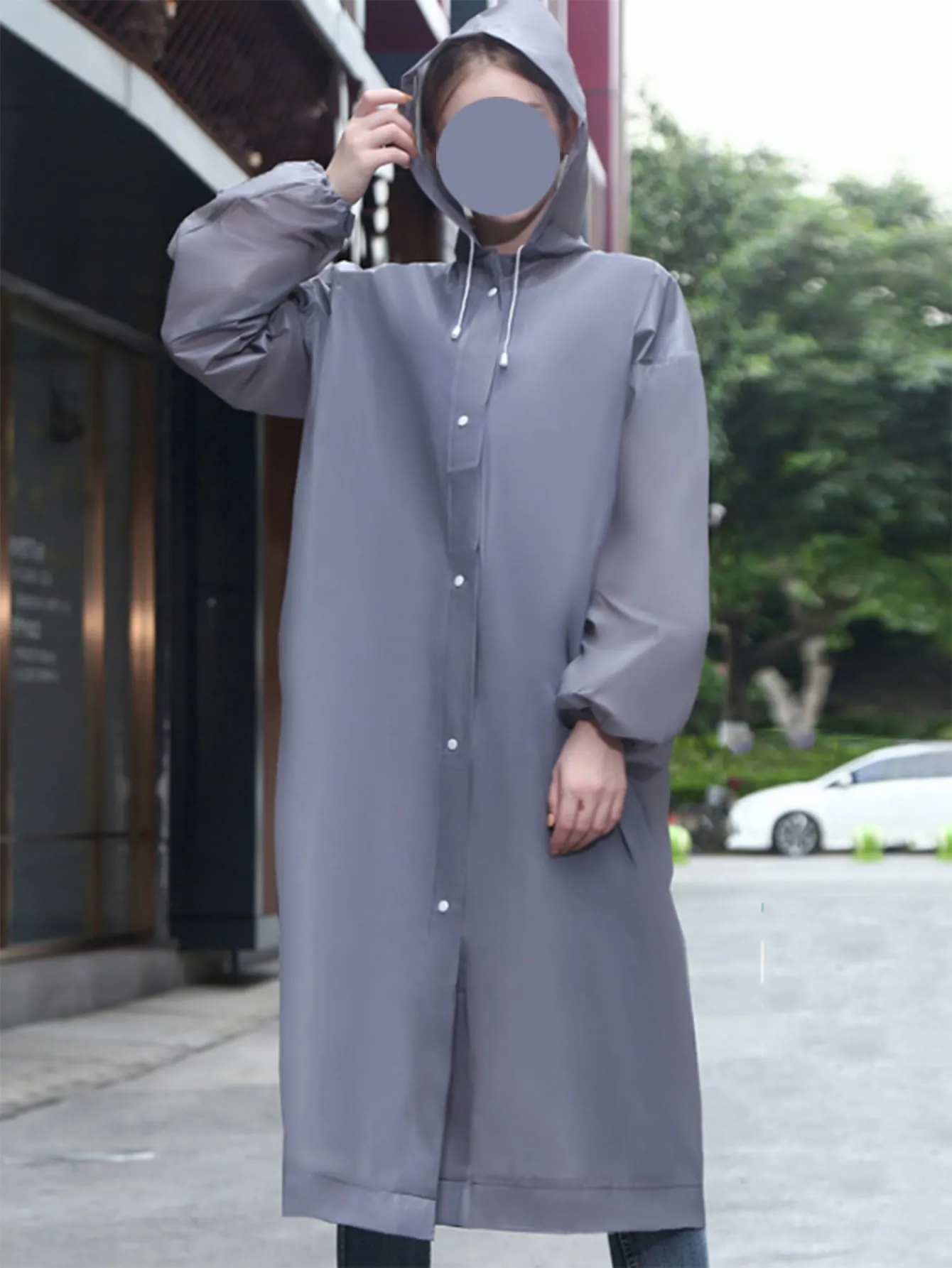 1pc Button Front Solid Raincoat