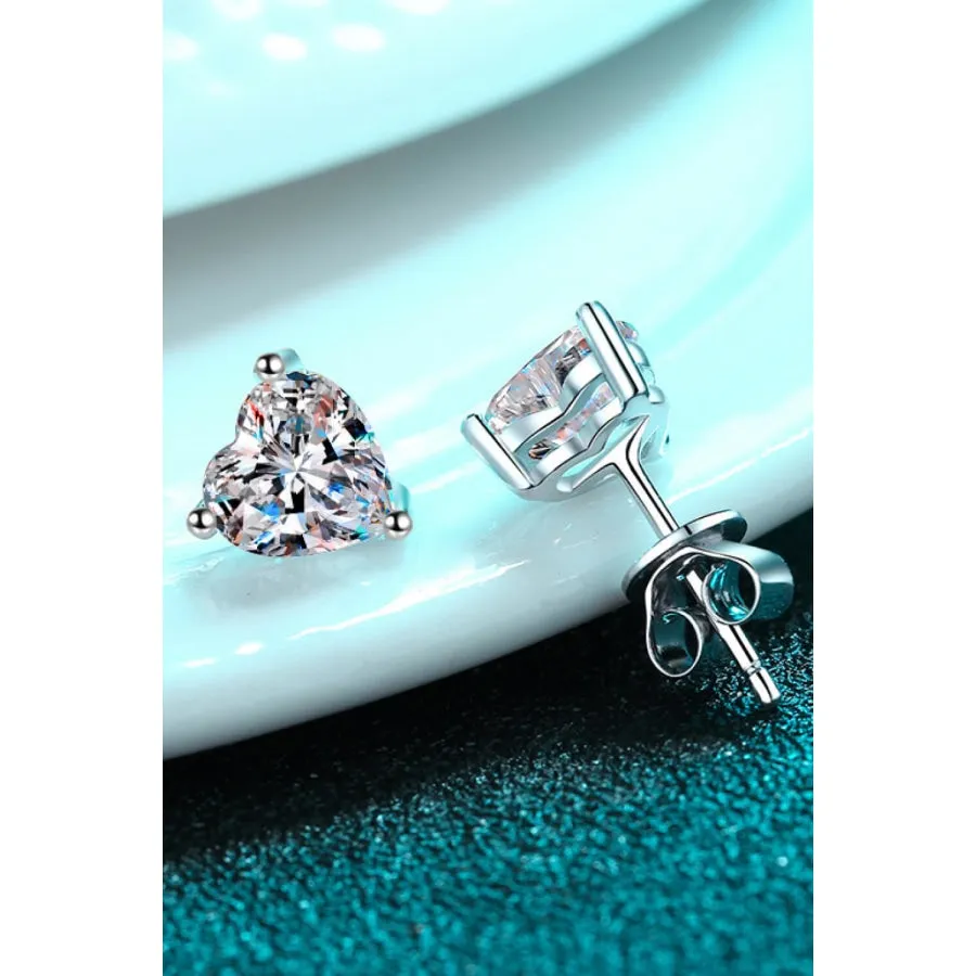 2 Carat Moissanite Heart-Shaped Stud Earrings