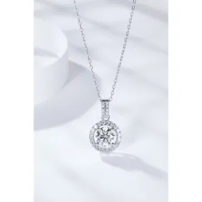 2 Carat Moissanite Round Pendant Necklace