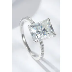 4 Carat Moissanite 4-Prong Side Stone Ring