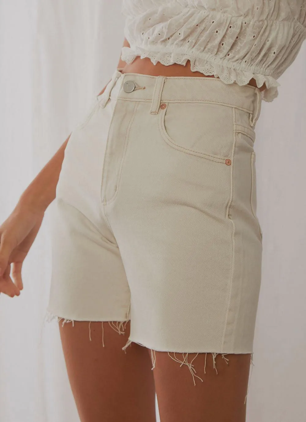 A Claudia Cut Off Shorts - White Sand