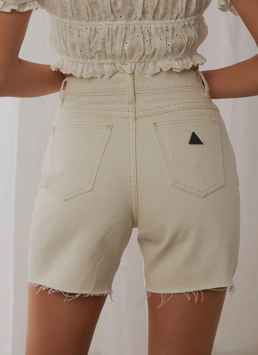 A Claudia Cut Off Shorts - White Sand