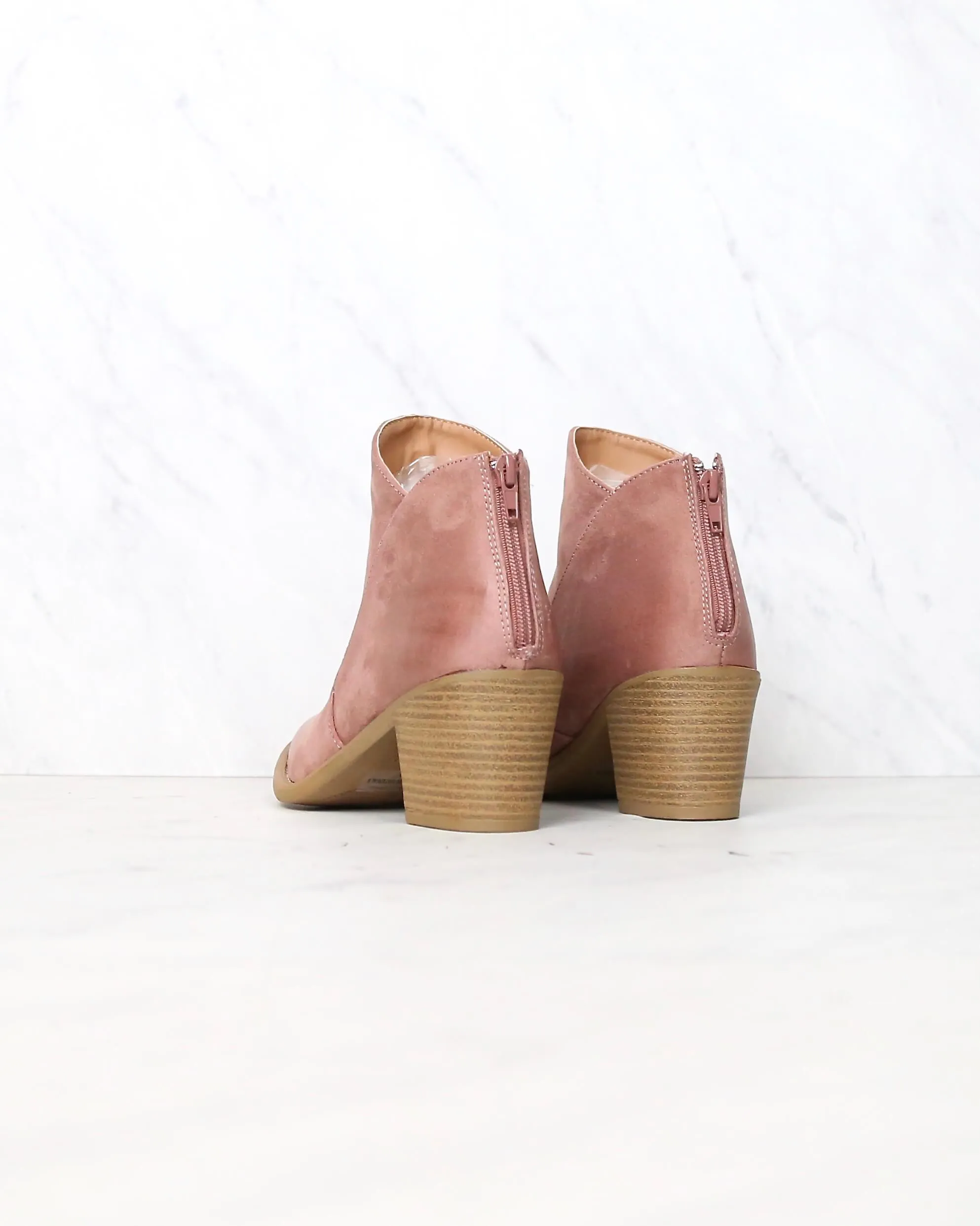 Almond Toe Chunky Wood Heel Western Bootie in More Colors