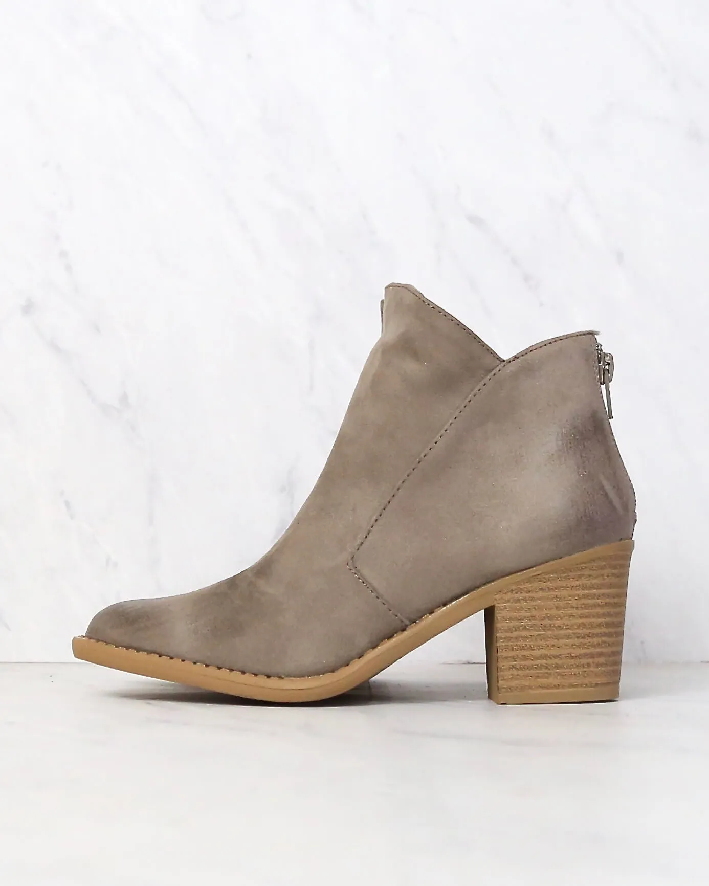 Almond Toe Chunky Wood Heel Western Bootie in More Colors