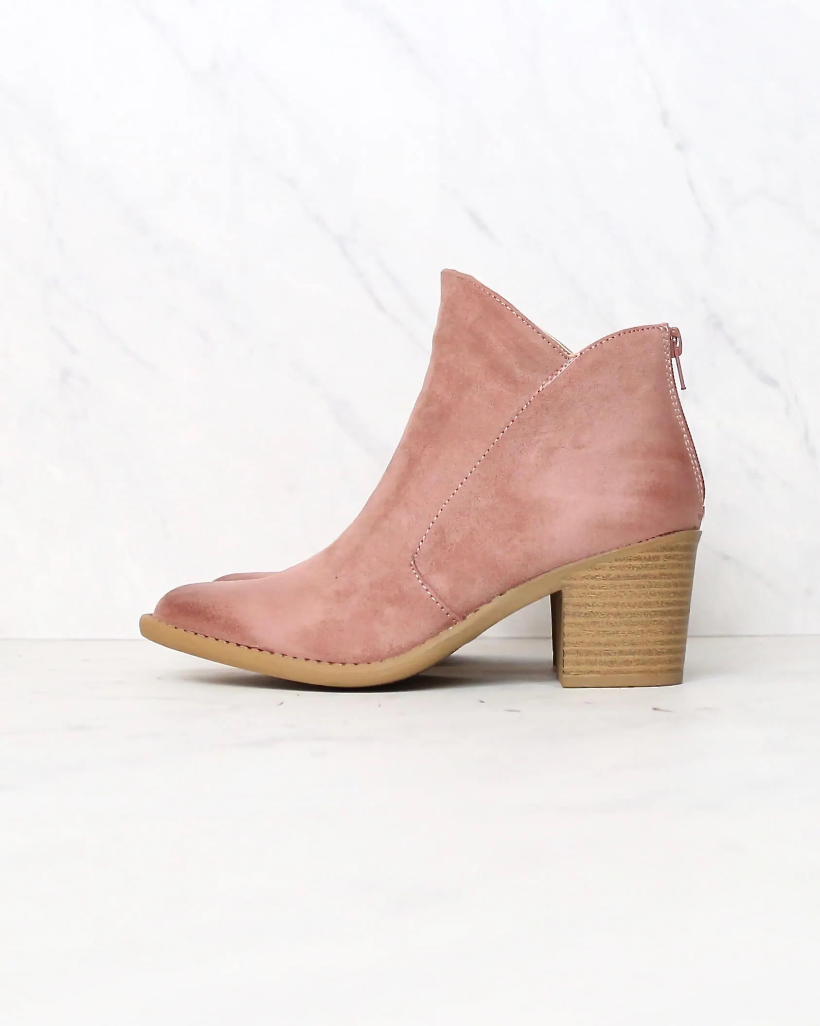 Almond Toe Chunky Wood Heel Western Bootie in More Colors