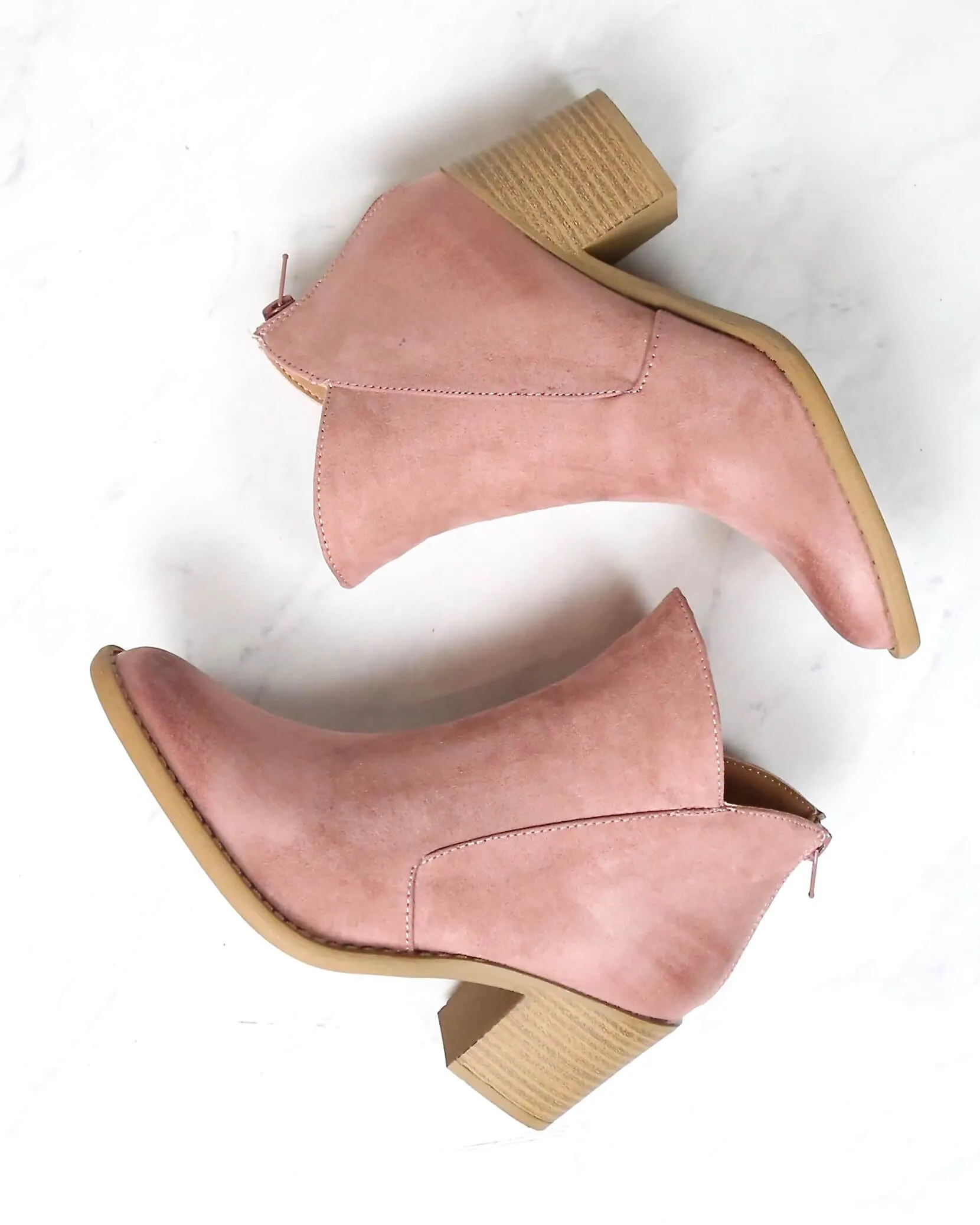 Almond Toe Chunky Wood Heel Western Bootie in More Colors