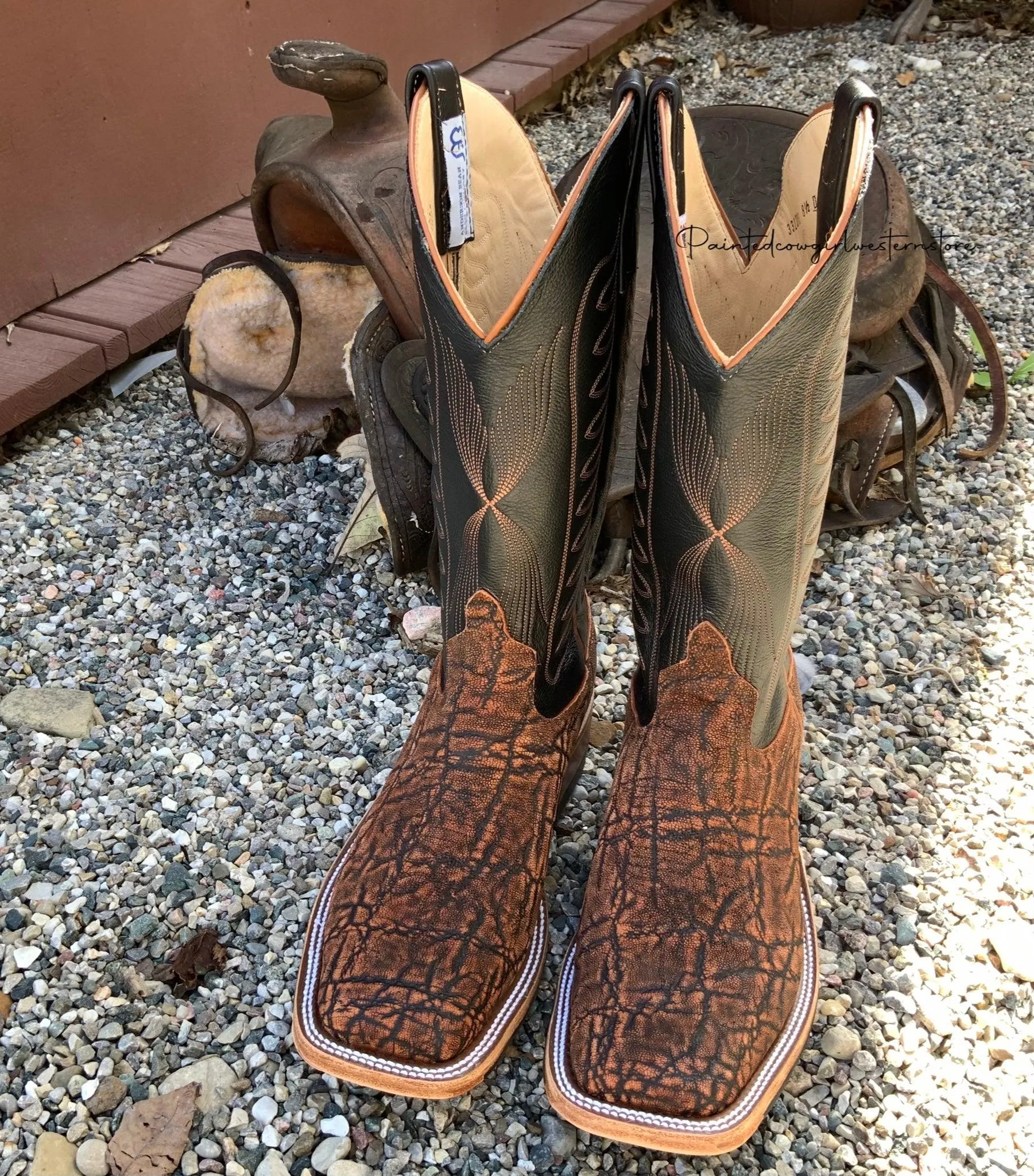 Anderson Bean Men's 13" Rust Safari Elephant Square Toe Cowboy Boots 332203