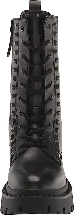 Ash Gaga Bis Black Studded Side Zipper Lace Up Round Toe Fashion Combat Boots