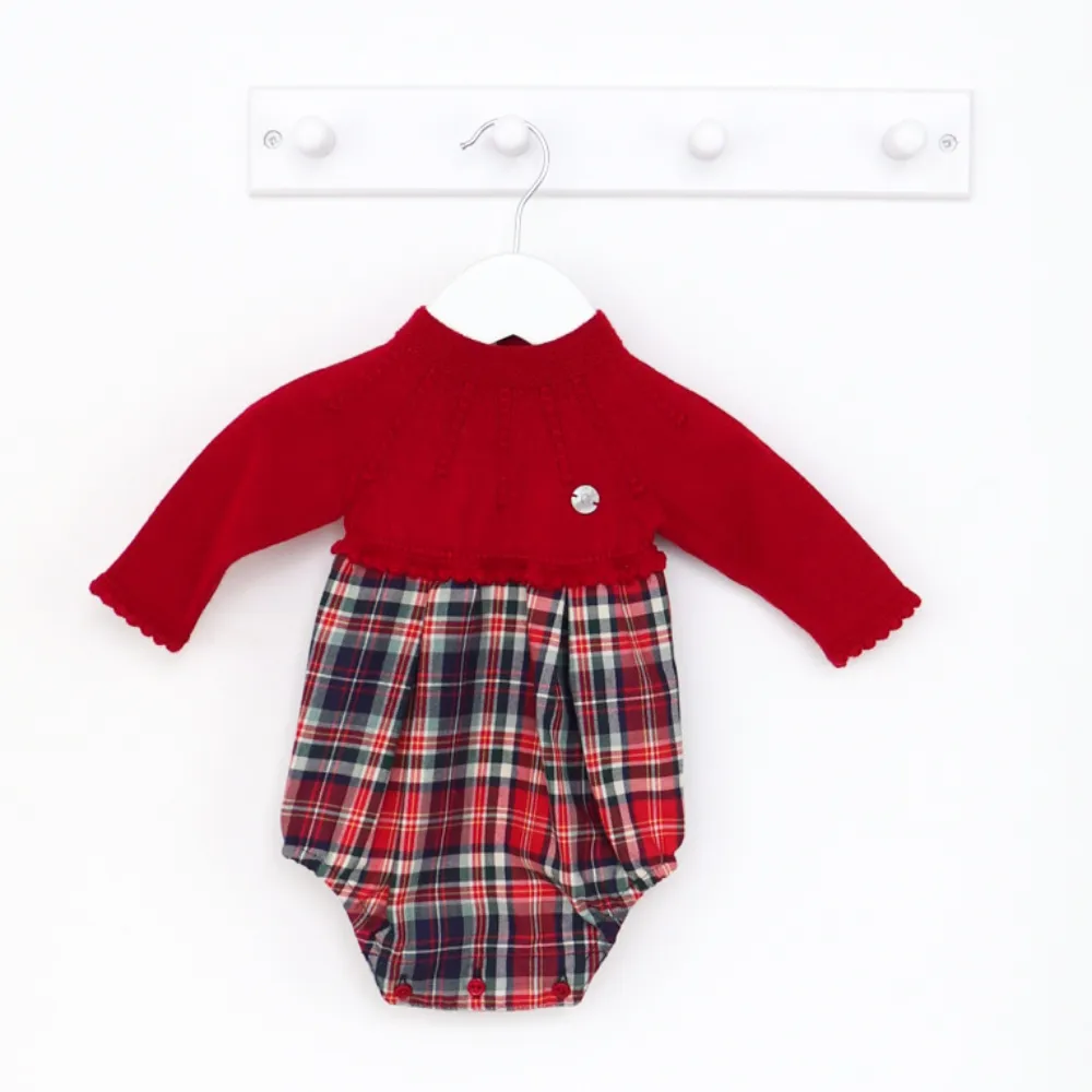 AW Artesania Granlei Tartan Half Knit Romper