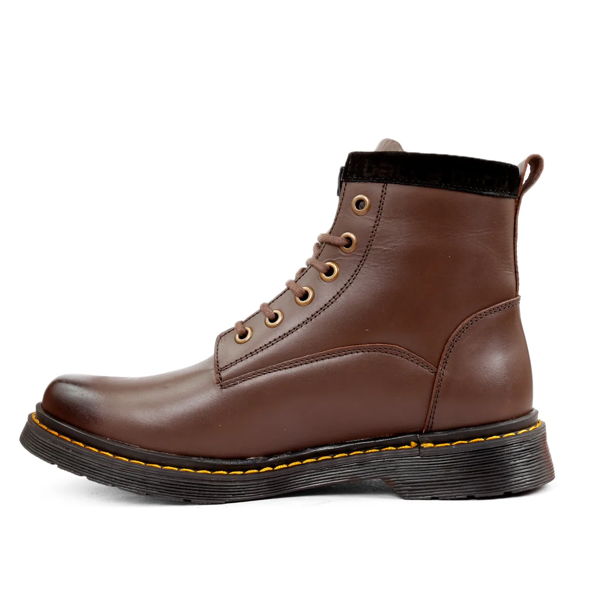 Bacca Bucci 6-Eye Genuine Smooth Leather Moto Inspired Combat Boots | High Top Ankle Boots