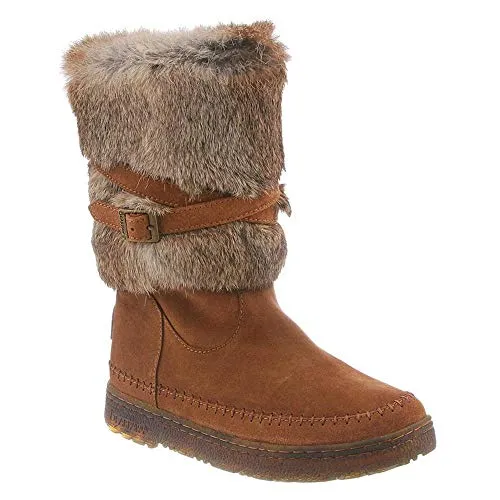 Bearpaw Kara Hickory Brown Women Round Toe Rabbit Fur Sherling Lined Snow Boot