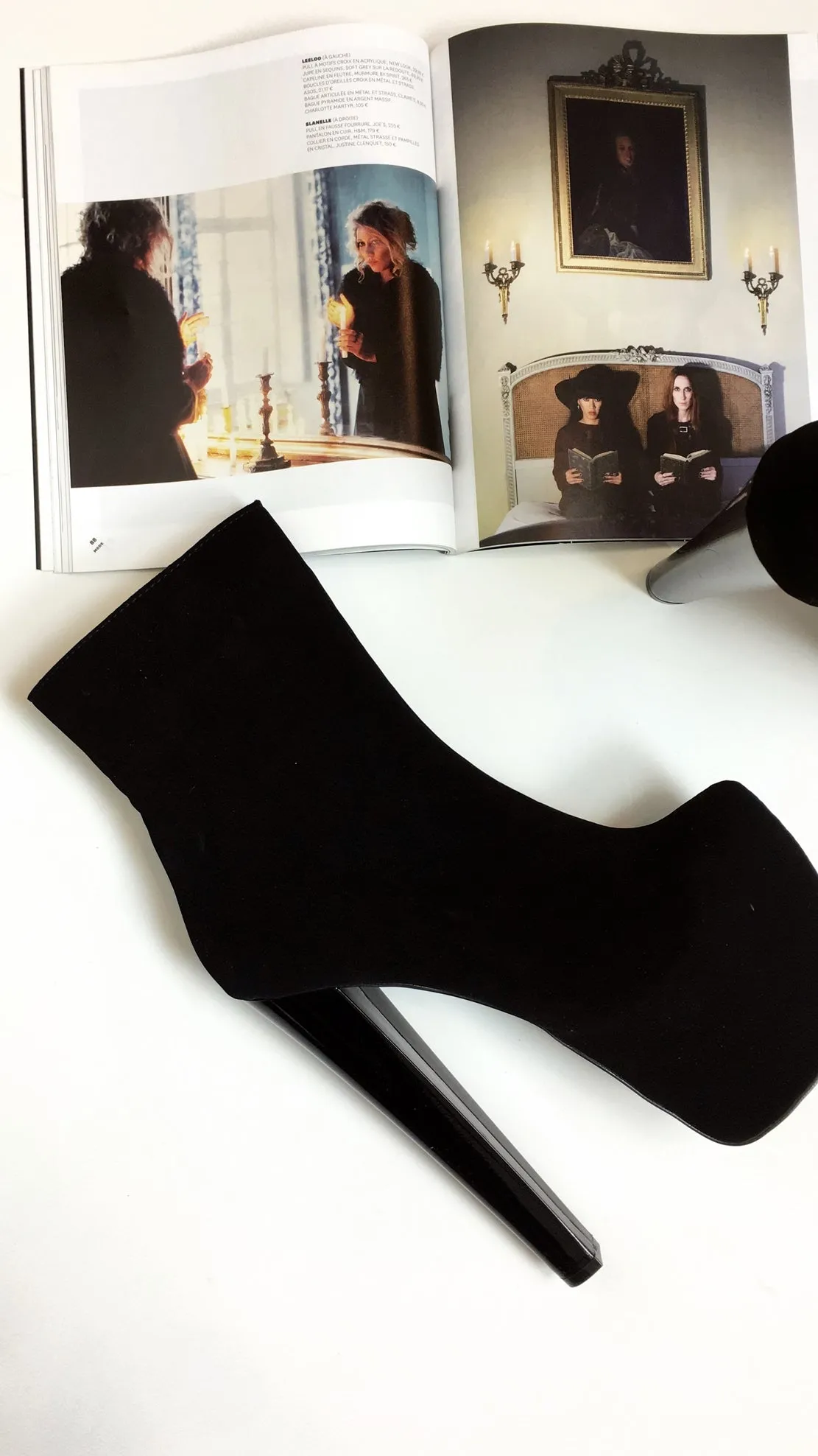 Black Suede  High Heel Platform Ankle Boots