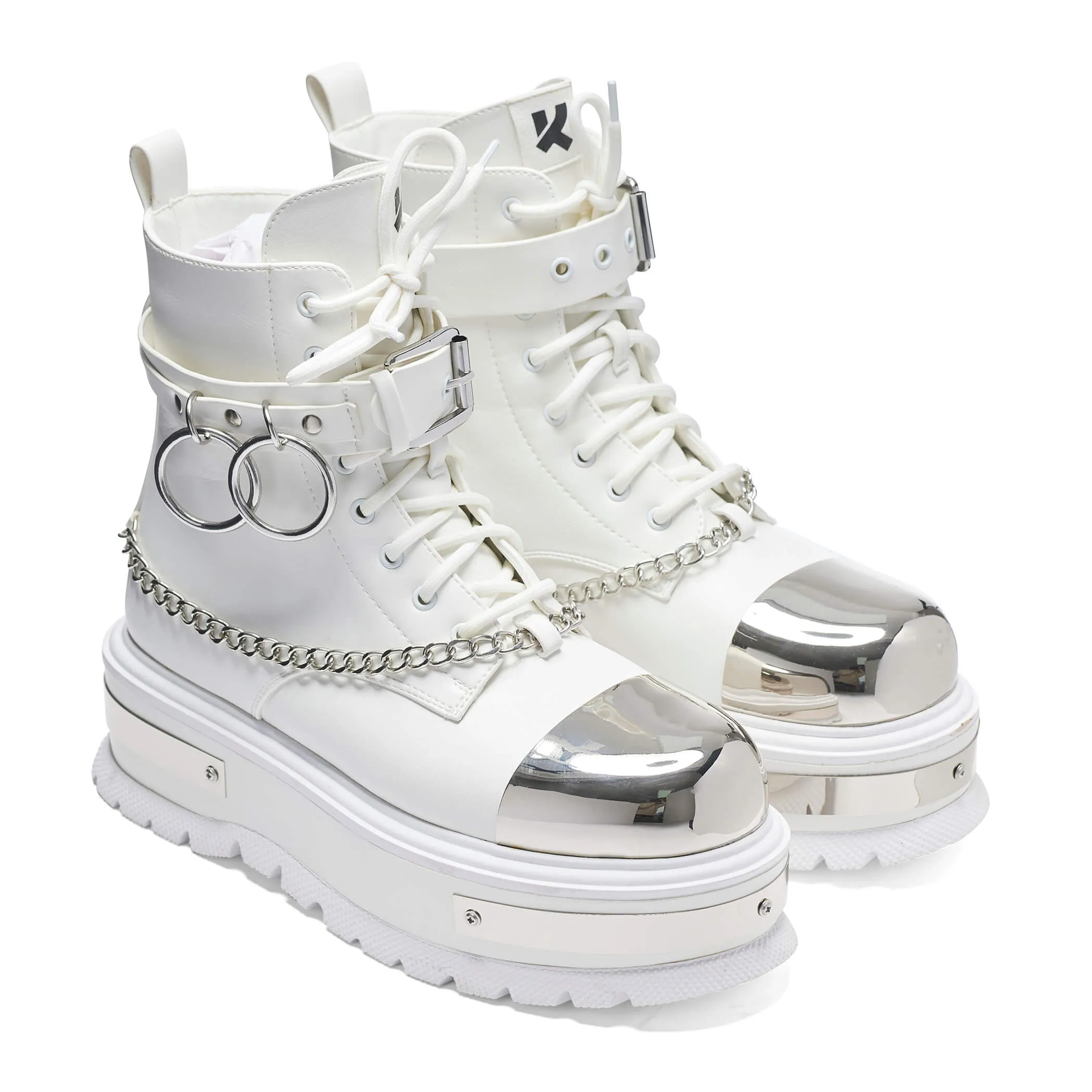 Borin Hardware Platform Boots - White-Size 9-Clearance