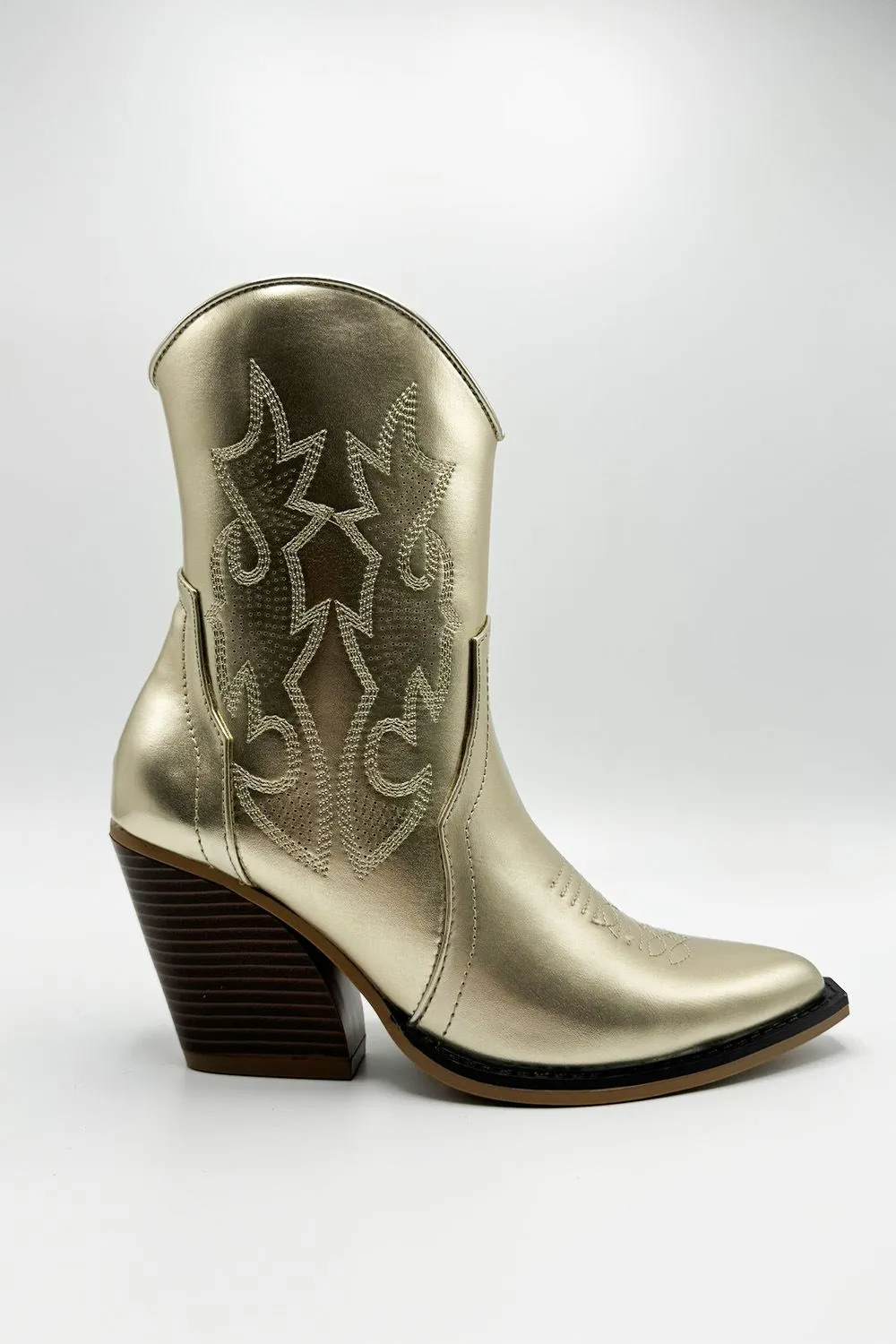 Bromley Detail Western Boots in Gold