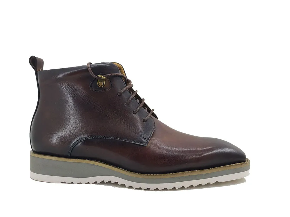 Burnished Calfskin Lace-Up Boot