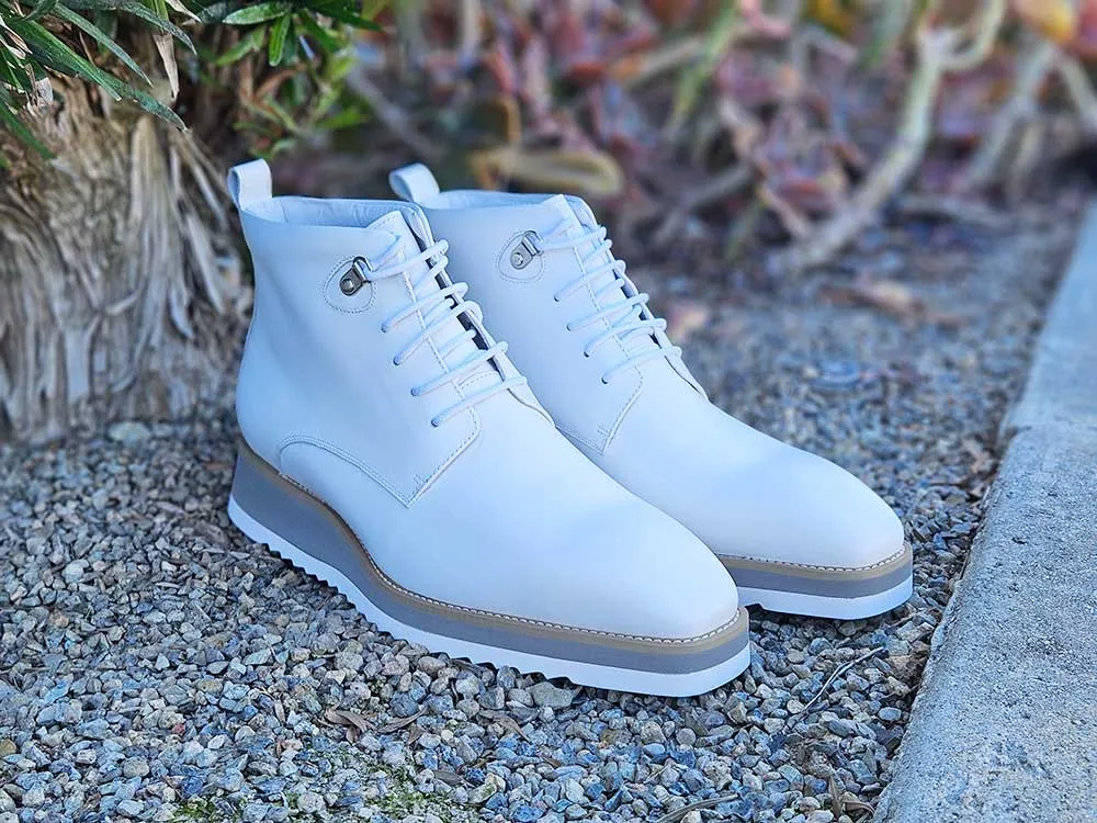 Burnished Calfskin Lace-Up Boot