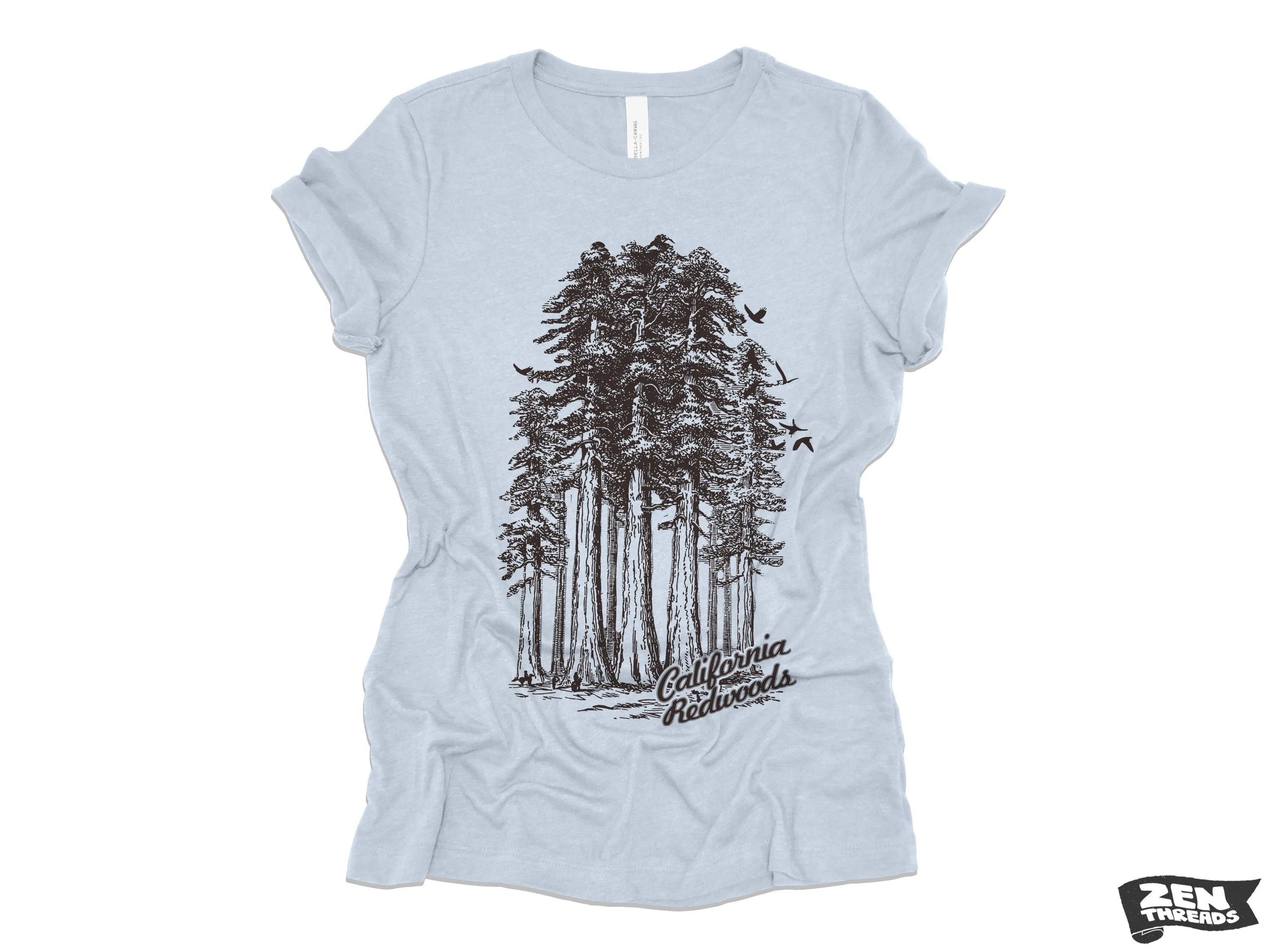 California Redwoods Women's Boyfriend Tee - Zen Threads Bella Canvas Relaxed T-Shirt (Humbolt)