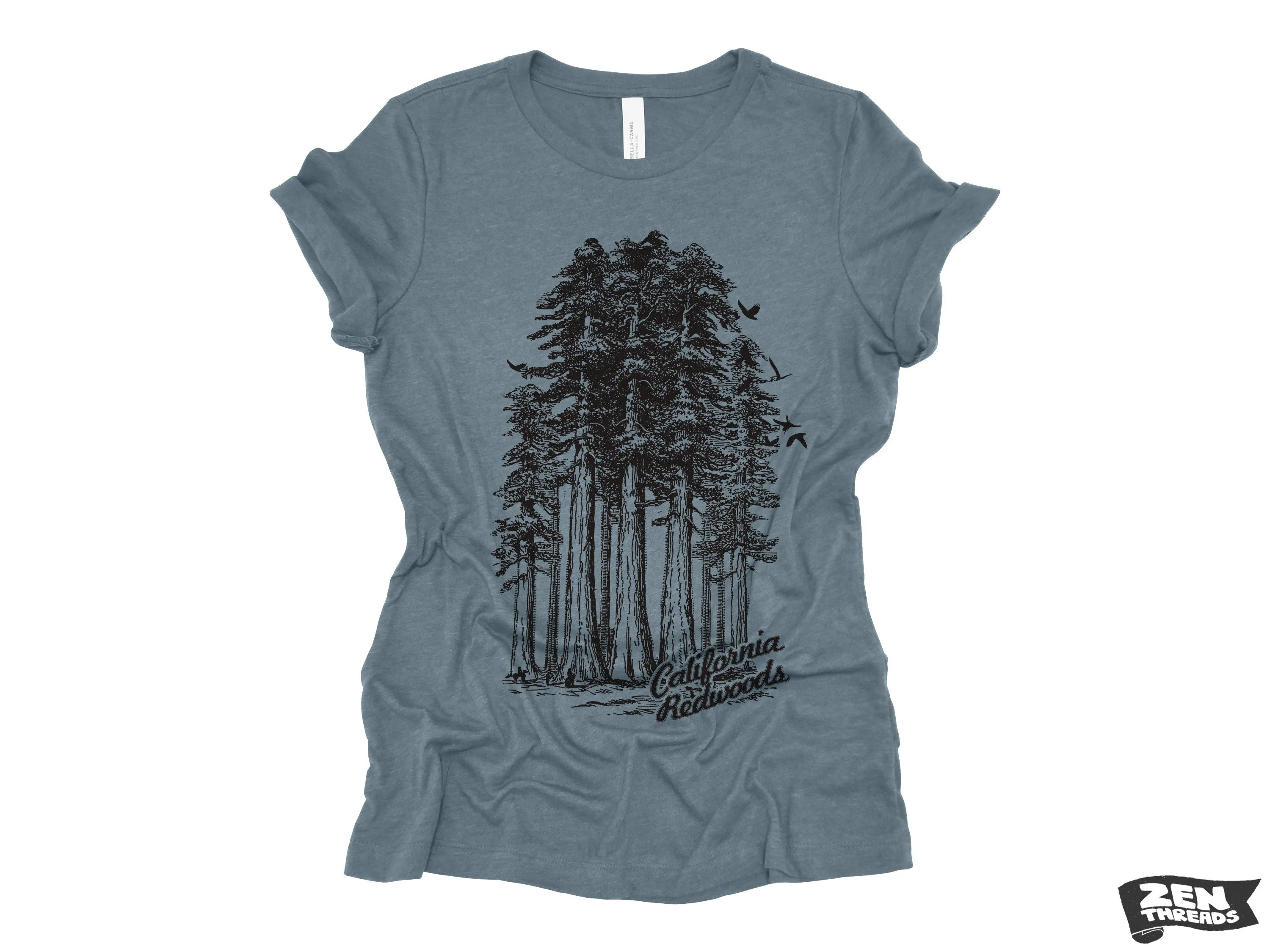 California Redwoods Women's Boyfriend Tee - Zen Threads Bella Canvas Relaxed T-Shirt (Humbolt)