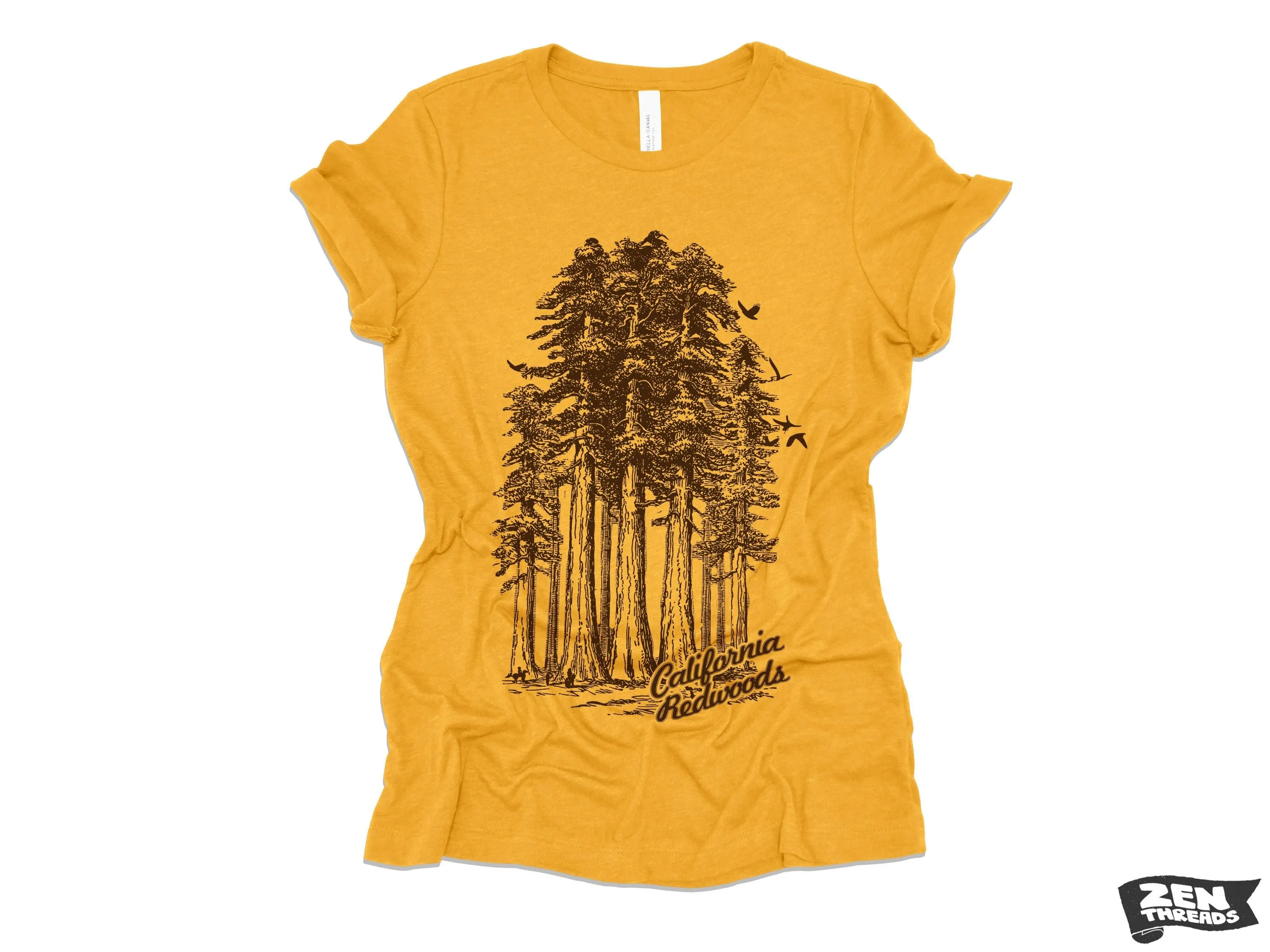 California Redwoods Women's Boyfriend Tee - Zen Threads Bella Canvas Relaxed T-Shirt (Humbolt)