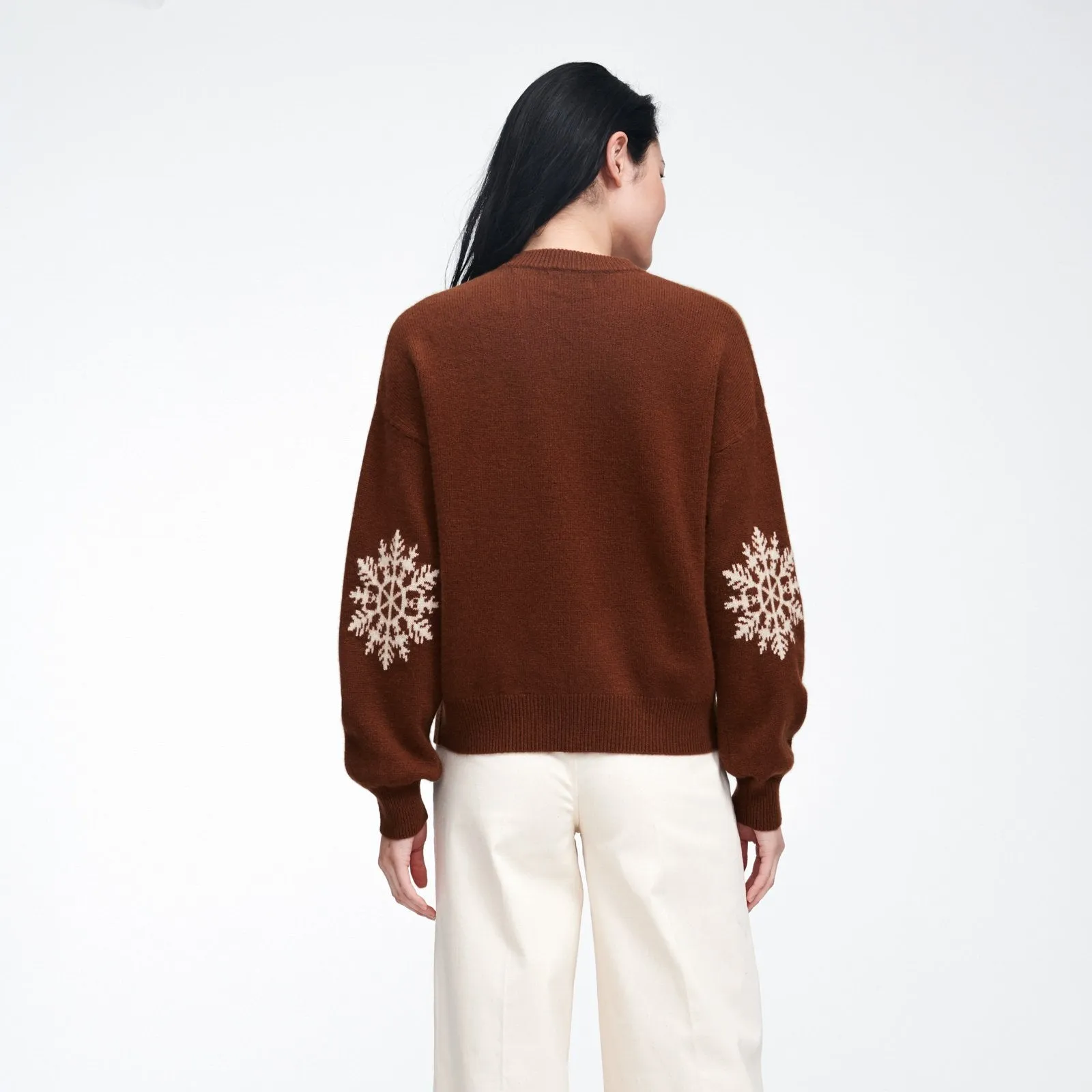 Cashmere Snowflake Crewneck Sweater