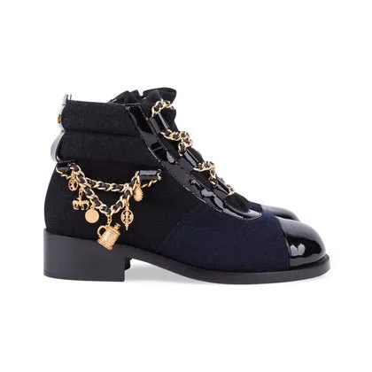 CHANEL 15A Paris Salzburg Charm chains Ankle Boots EU 39