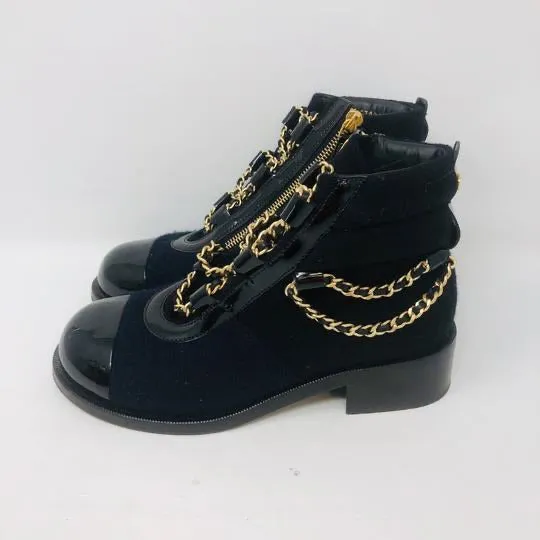 CHANEL 15A Paris Salzburg Charm chains Ankle Boots EU 39