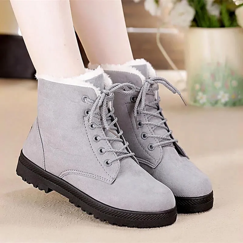 Classic heels suede women winter boots warm fur shoes Boots