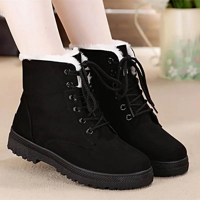 Classic heels suede women winter boots warm fur shoes Boots