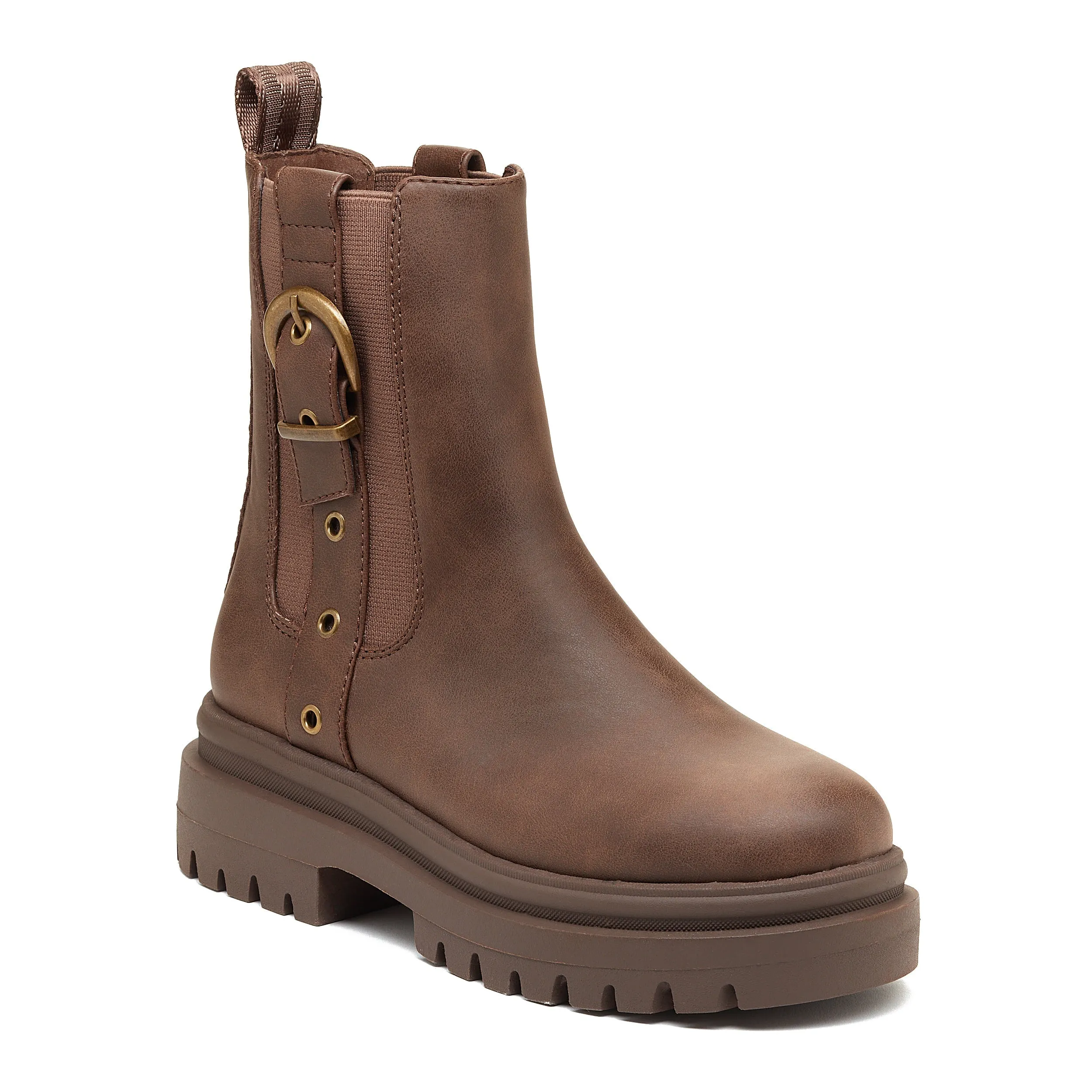 Dekko Brown Buckled Ankle Boot