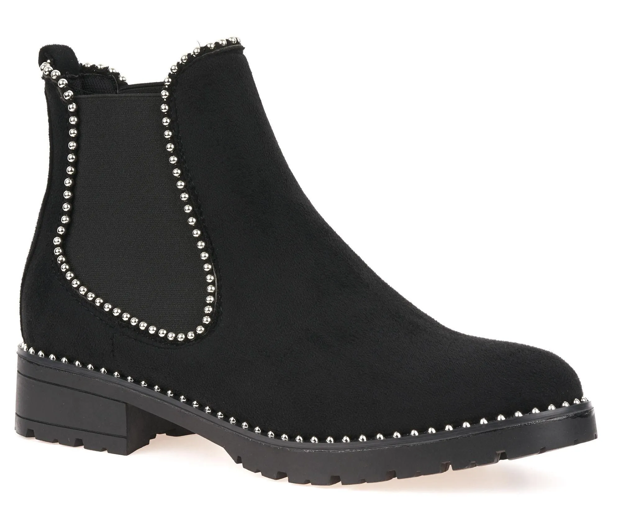 Emma Stud Detailing Sole Ankle Boot in Black Suede