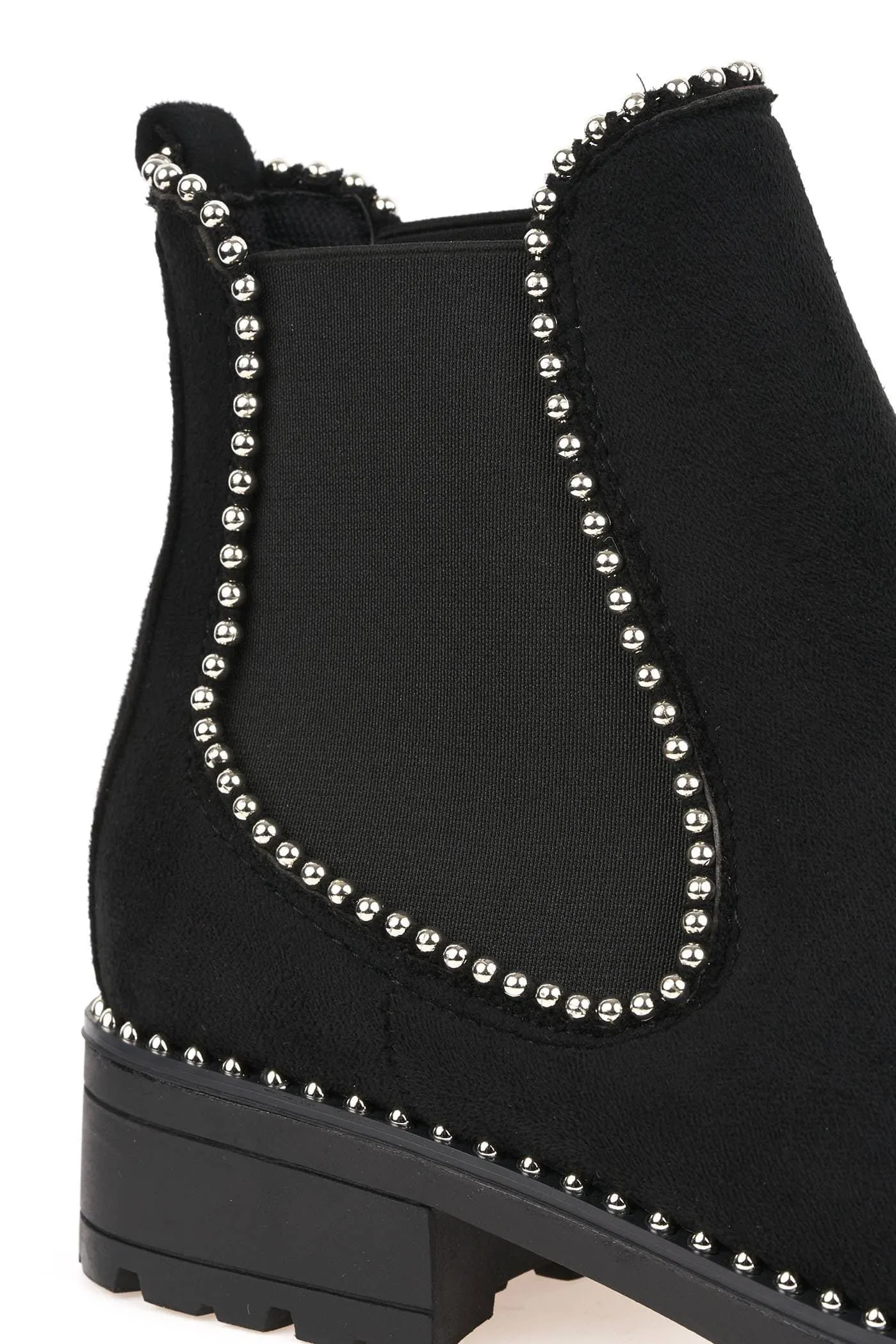 Emma Stud Detailing Sole Ankle Boot in Black Suede