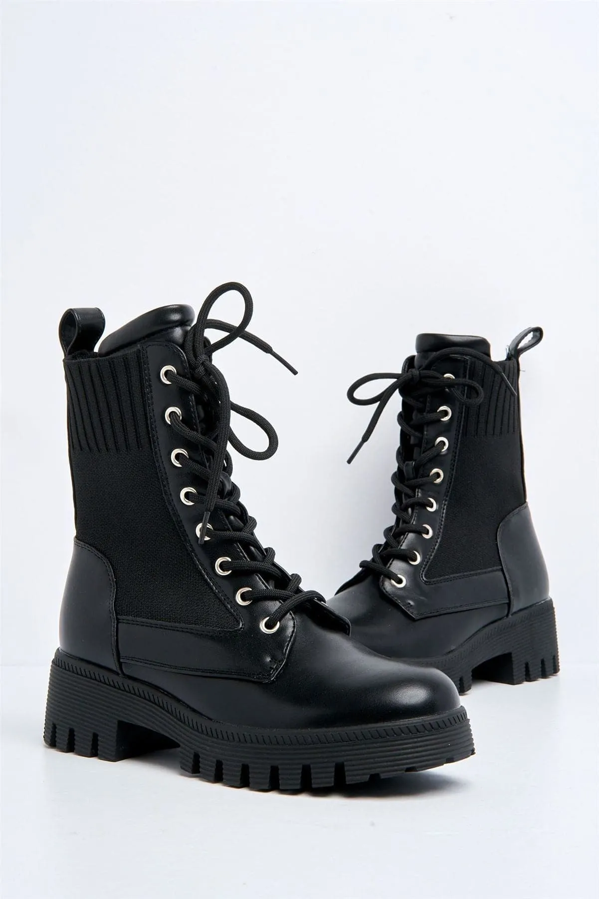 Frankii Lace-up Ankle Boot in Black