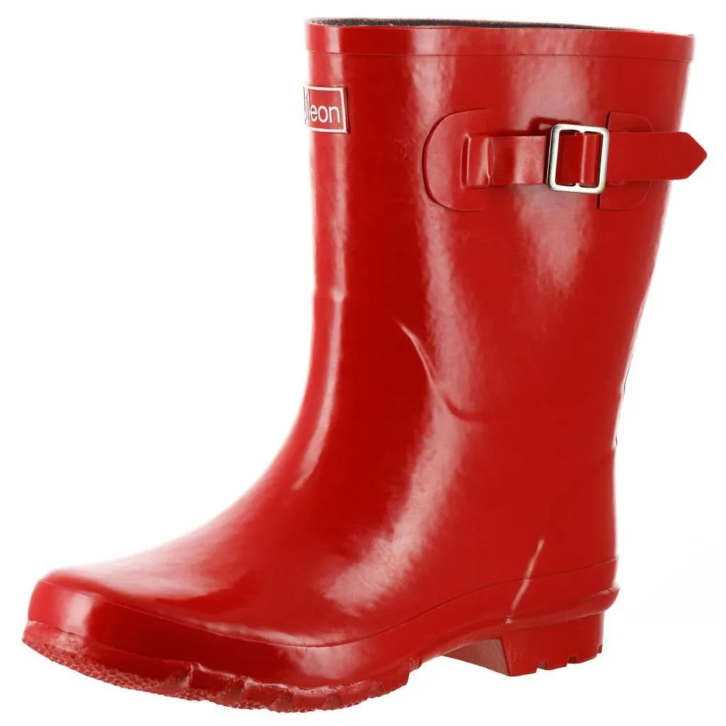 Half Height Red Glossy Wellies - Wide Foot and Ankle