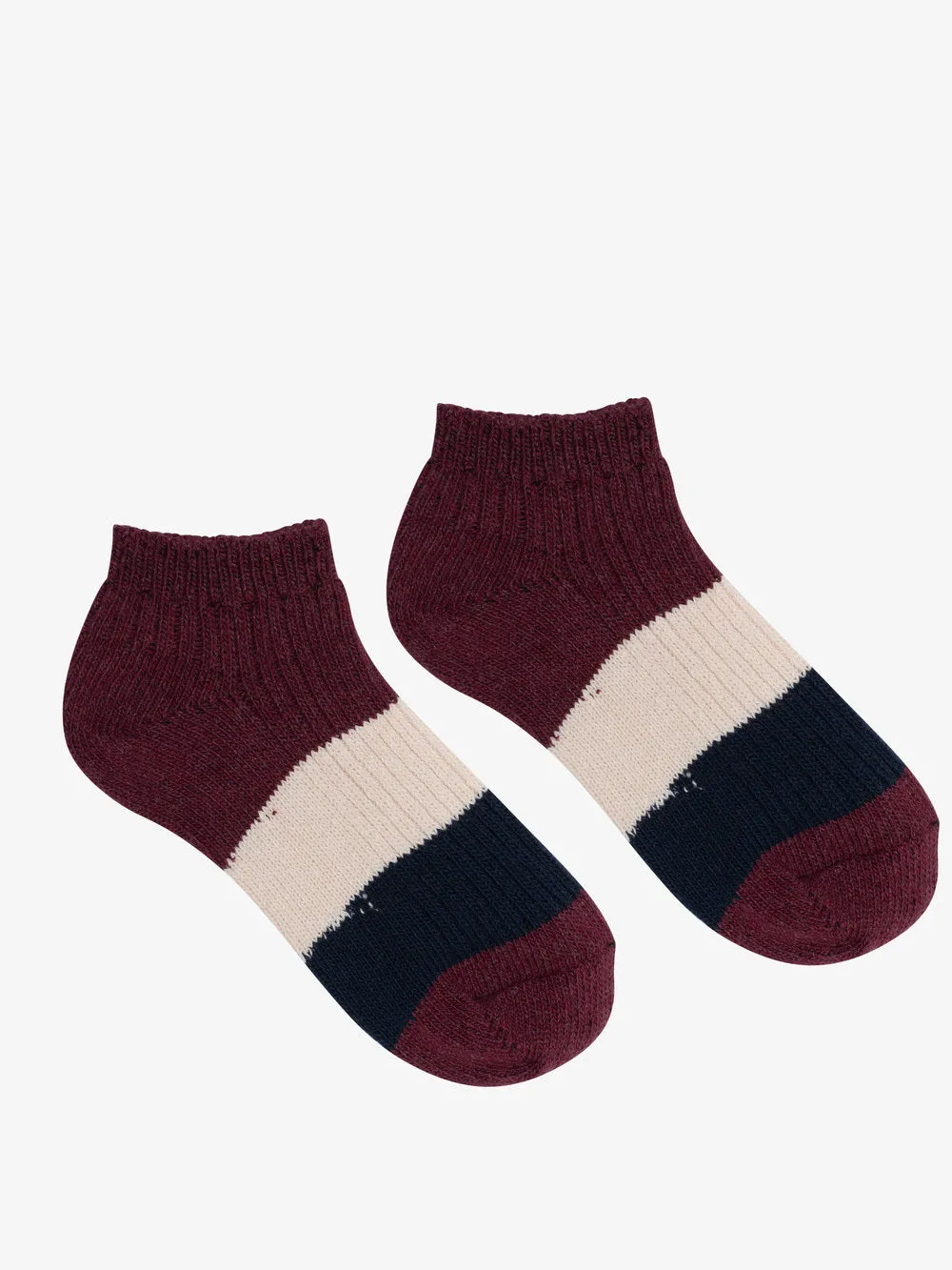 Heritage Crop Socks in Wine/Natural/Navy