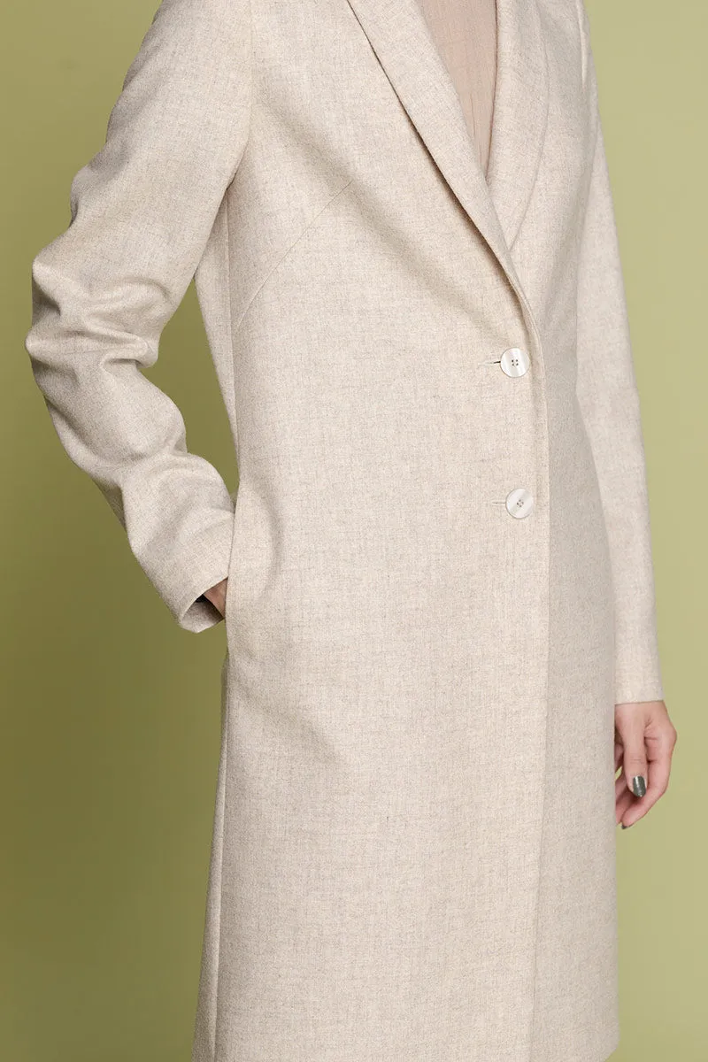 HERTY Straight Cut Wool Coat - Ivory