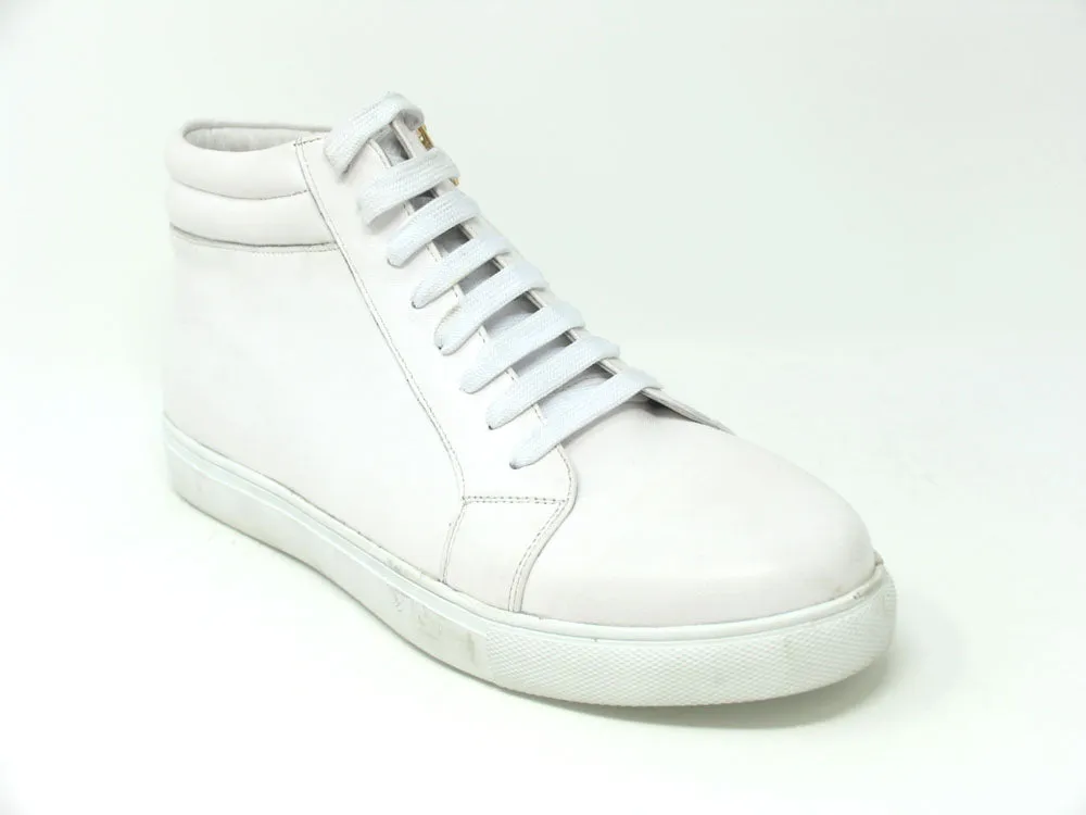 High Top Side Zipper Leather Sneaker