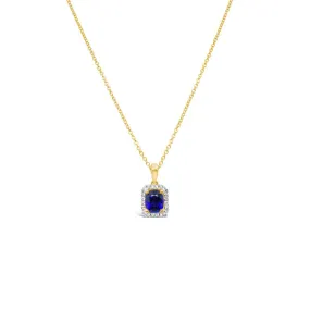 Irisa by Martin Binder Blue Sapphire & Diamond Halo Pendant Necklace