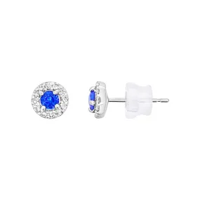 Irisa by Martin Binder Platinum Blue Sapphire & Diamond Halo Stud Earrings