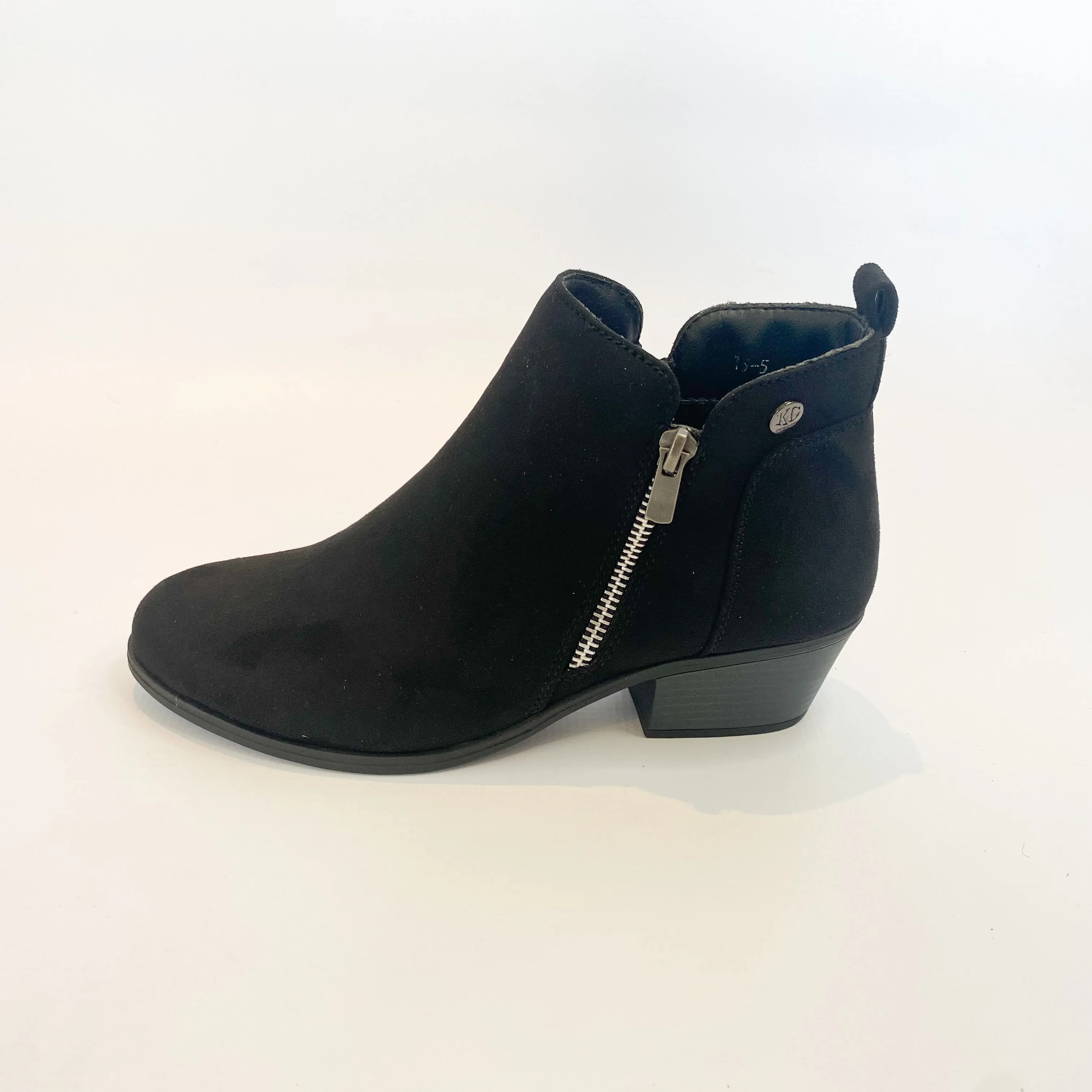 KG black suede zide zip boot