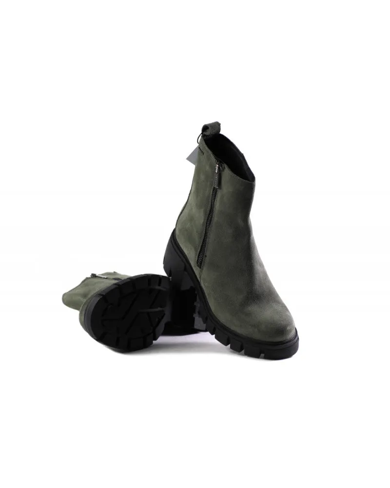 Ladies IGI & Co Boot Moss Green Suede Chunky Outside Zip 2685811 SALE