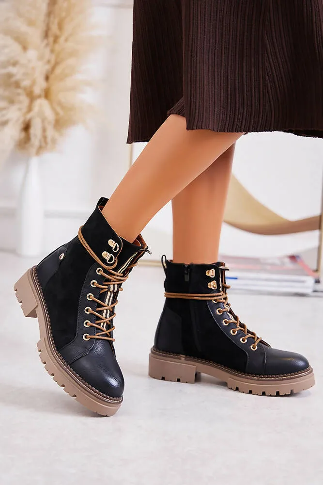 Leather Look Lace Ankle Boot