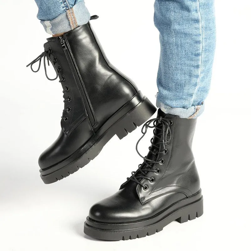 Madison Kiki Chunky Military Boot - Black