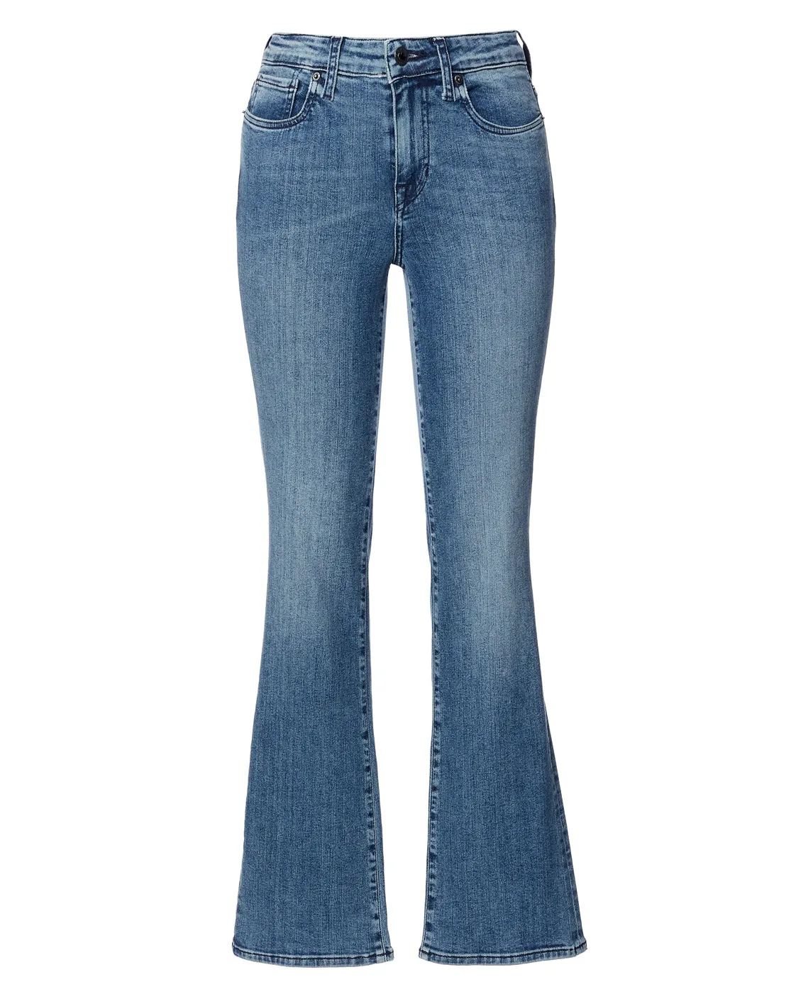 Mid Rise Bootcut Queen Women's Jeans in Whiskered and Sanded Blue - BL15831