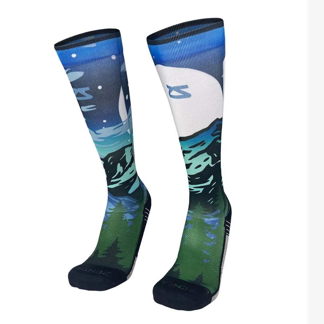 Mountain Panorama Compression Socks (Knee-High)