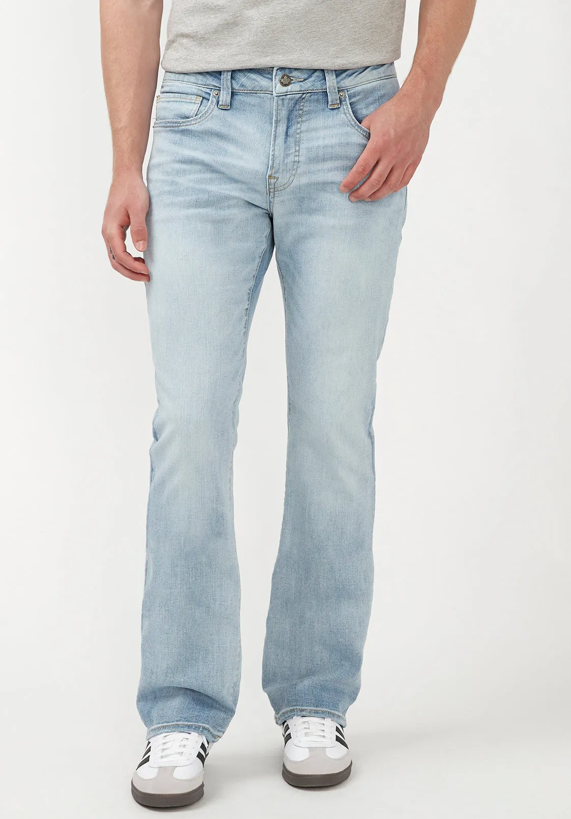 Slim Bootcut King Men's Jeans in Crinkled Bleached Blue - BM22791