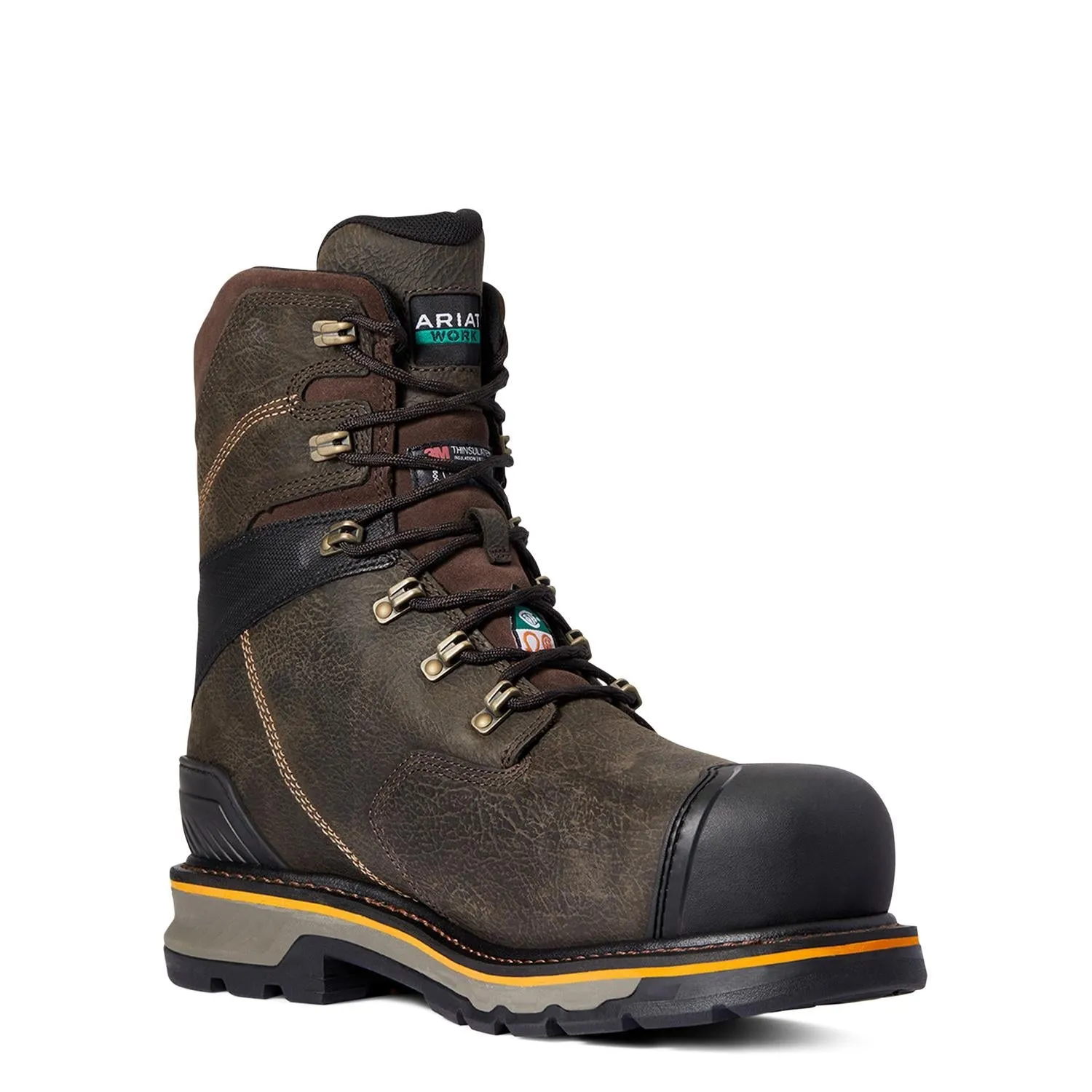 Stump Jumper 8in CSA Glacier Grip Waterproof 600g Composite Toe Work Boot Iron Coffee