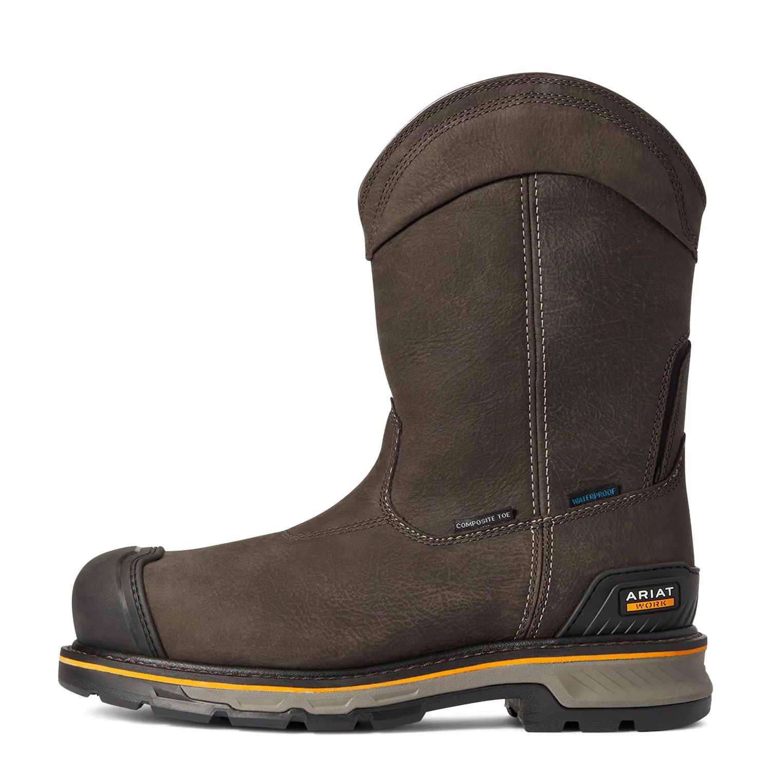 Stump Jumper Pull-On Waterproof Composite Toe Work Boot Iron Coffee